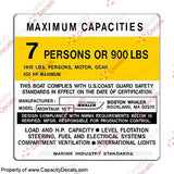 Boston Whaler Capacity Plate Decals Boat Maximum Occupancy Multiple Variations