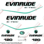 Evinrude 120hp E-Tec Decal Kit - Aqua