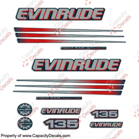 Evinrude 135hp Bombardier Decal Kit - Blue Cowl
