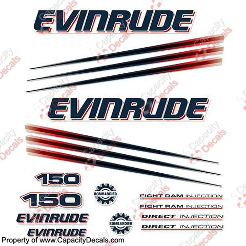 Evinrude 150hp Bombardier Decal Kit - 2002 - 2006