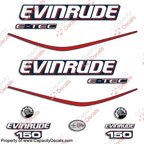 Evinrude 150hp E-Tec Decal Kit - Blue Cowl