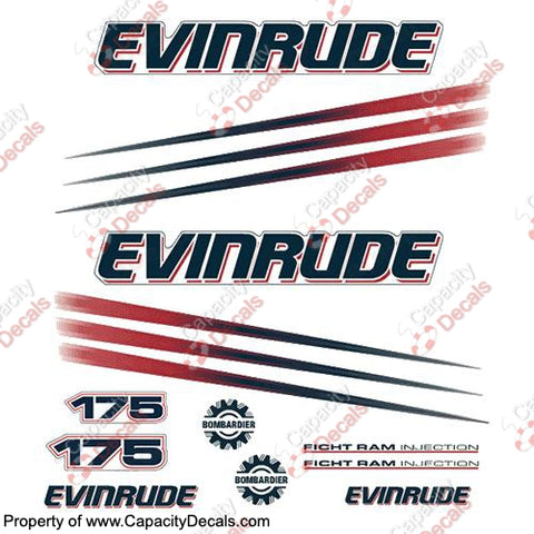 Evinrude 175hp Bombardier Decal Kit - 2002 - 2006