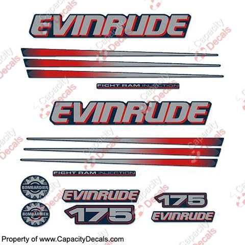 Evinrude 175hp Bombardier Decal Kit - Blue Cowl