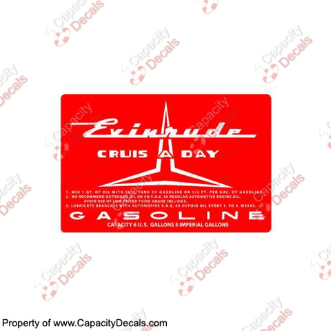 Evinrude 1957 6 Gallon Fuel Tank Decal