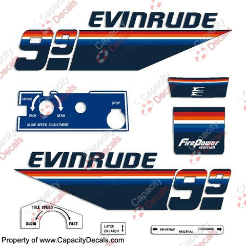 Evinrude 1978 9.9hp Decal Kit