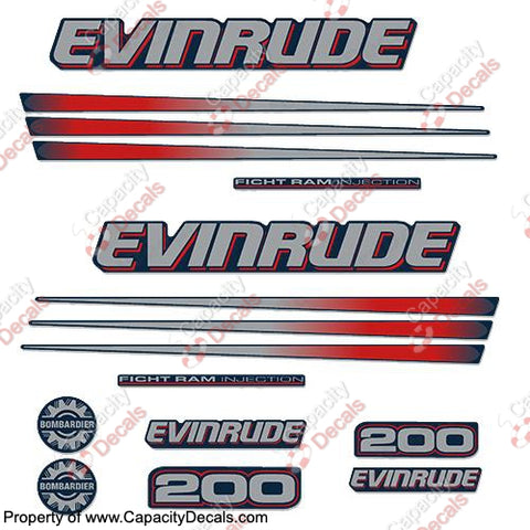 Evinrude 200hp Bombardier Decal Kit - Blue Cowl