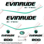 Evinrude 200hp E-Tec Decal Kit Aqua
