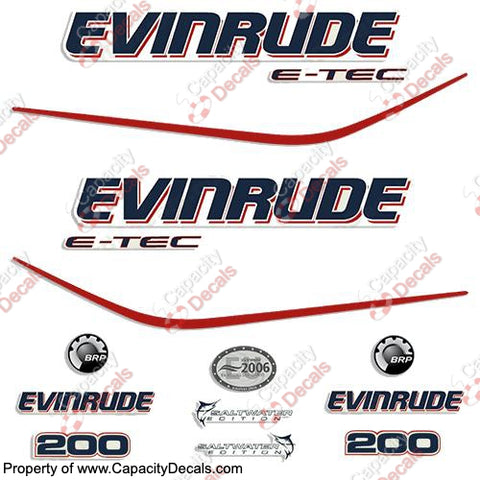 Evinrude 200hp E-Tec Decal Kit