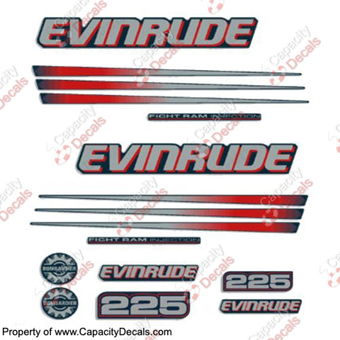 Evinrude 225hp Bombardier Decal Kit - Blue Cowl