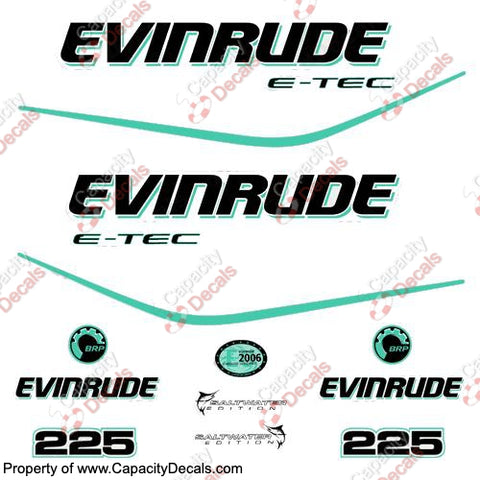 Evinrude 225hp E-Tec Decal Kit - Aqua
