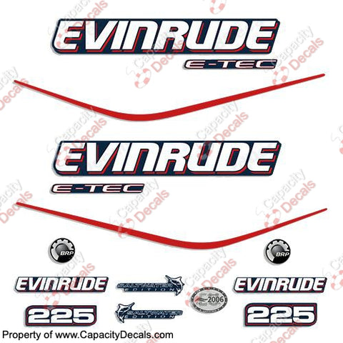 Evinrude 225hp E-Tec Decal Kit - Blue Cowl
