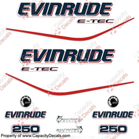Evinrude 250hp E-Tec Decal Kit