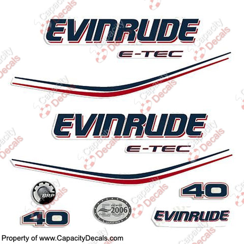 Evinrude 40hp E-Tec Decal Kit