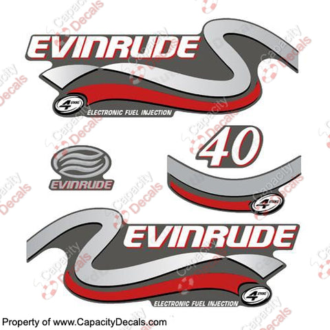 Evinrude 40hp FourStroke Decals (Silver) - 1999