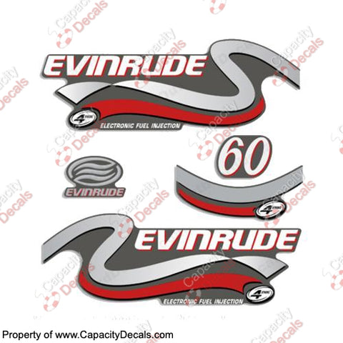 Evinrude 60hp FourStroke Decals (Silver) - 1999