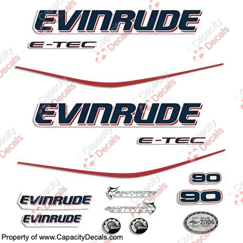 Evinrude 90hp E-Tec Decal Kit