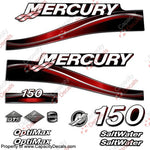 MERCURY 150HP OPTIMAX SALTWATER DECALS - 2005 (Red)