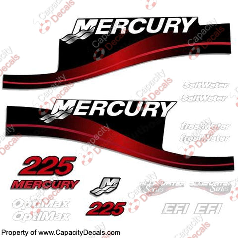 Mercury 225hp Decal Kit - 1999-2004 (Red) All Models Available