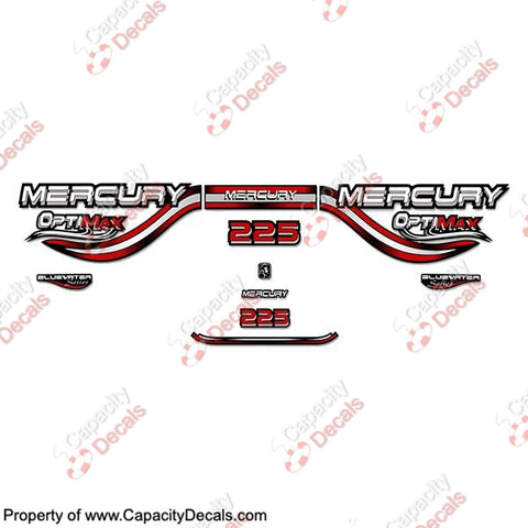 Mercury 225hp Optimax Decals- 1999 (Red)