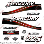 MERCURY 225HP OPTIMAX SALTWATER DECALS - 2005 (Red)