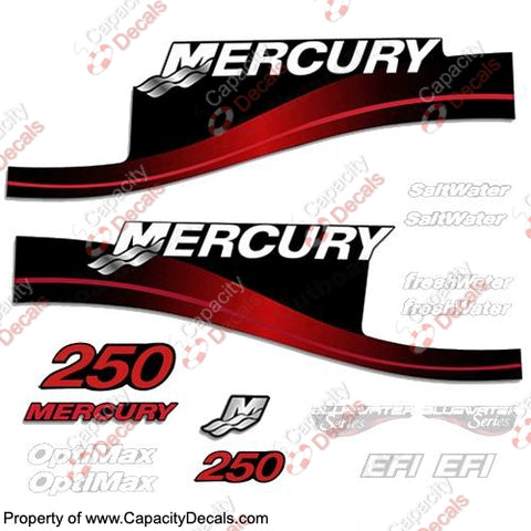 Mercury 250hp Decal Kit - 1999-2004 (Red) All Models Available