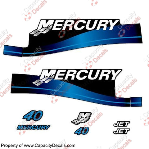 Mercury 40hp Jet Drive Decal Kit 1999-2004 (Blue)