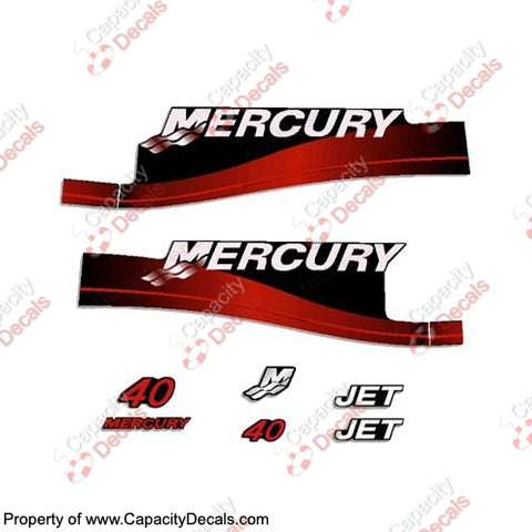 Mercury 40hp Jet Drive Decal Kit 1999-2004 (Red)