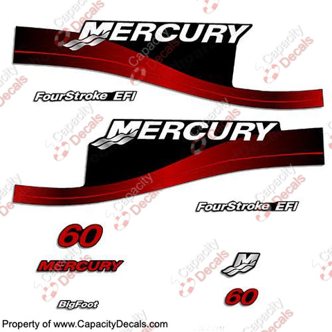 Mercury 60hp FourStroke EFI Decals (Red) 1999 - 2004