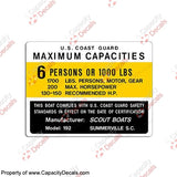 Scout Boat Capacity Decal (Multiple Styles)