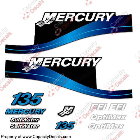 Mercury 135hp EFI/Optimax Decal Kit (Blue)