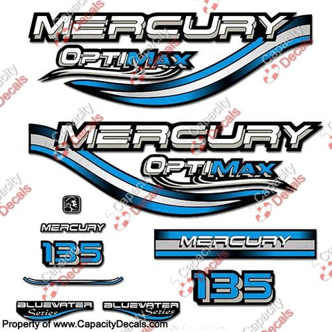 Mercury 135hp Optimax Decals - 1999 (Blue)