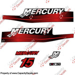 Mercury 15hp 2-Stroke Decal Kit 1999-2006 (Red)